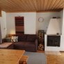 Cabin 8 fireplace sofa